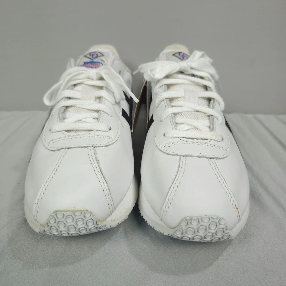 Vtg Asics Cheer Shoes Women 9.5 White Black Leather NCA Cheerleading